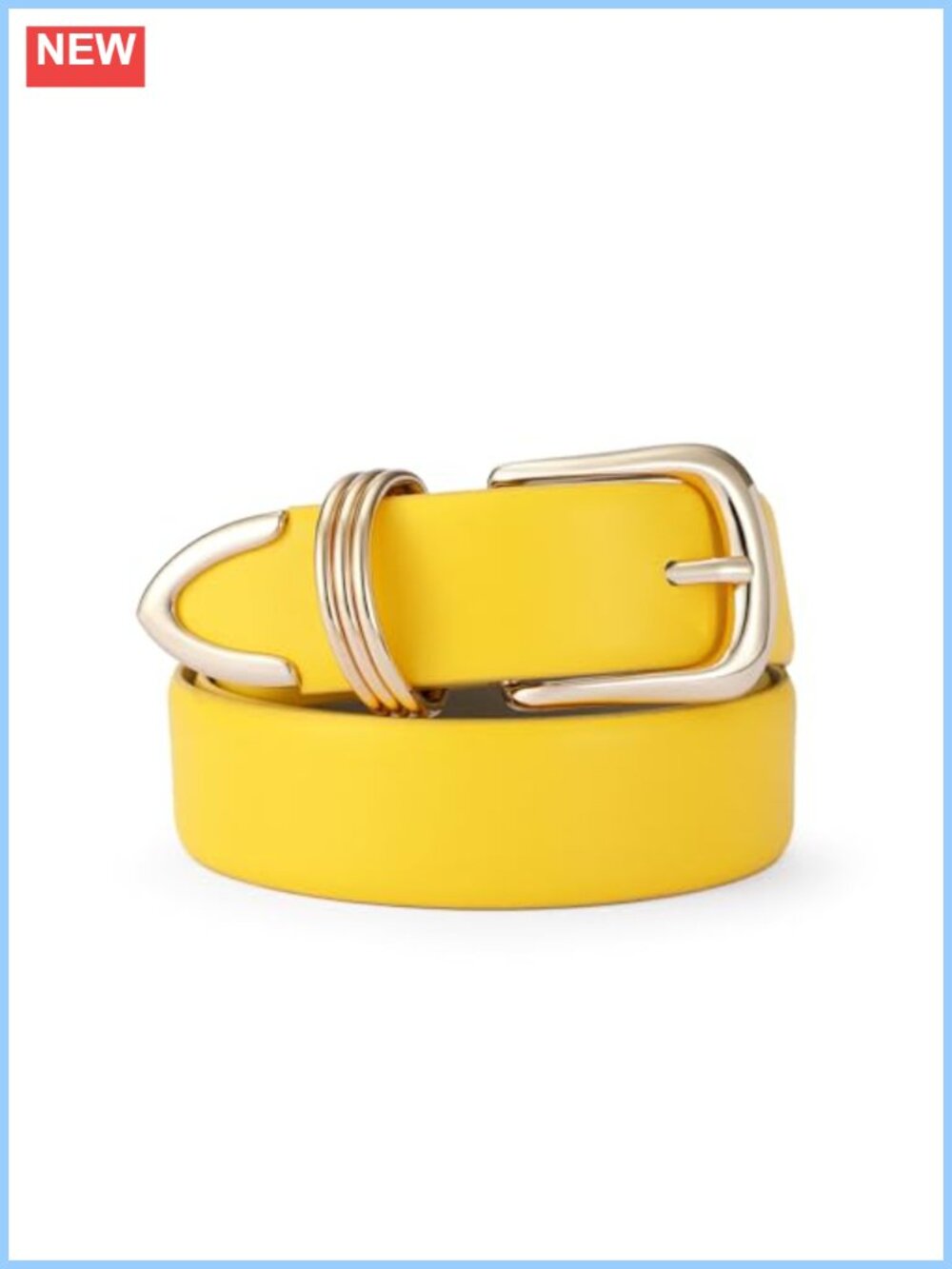 Women's Leather Belt with Gold Buckle Waist Belt